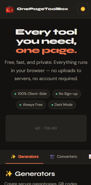 OnePageToolbox